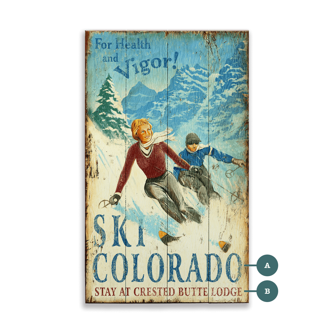 Ski Colorado: Health and Vigor - Wood & Metal Wall Art