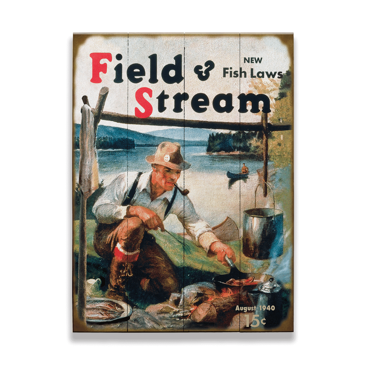 Field & Stream Cover August 1940 - Wood & Metal Wall Art