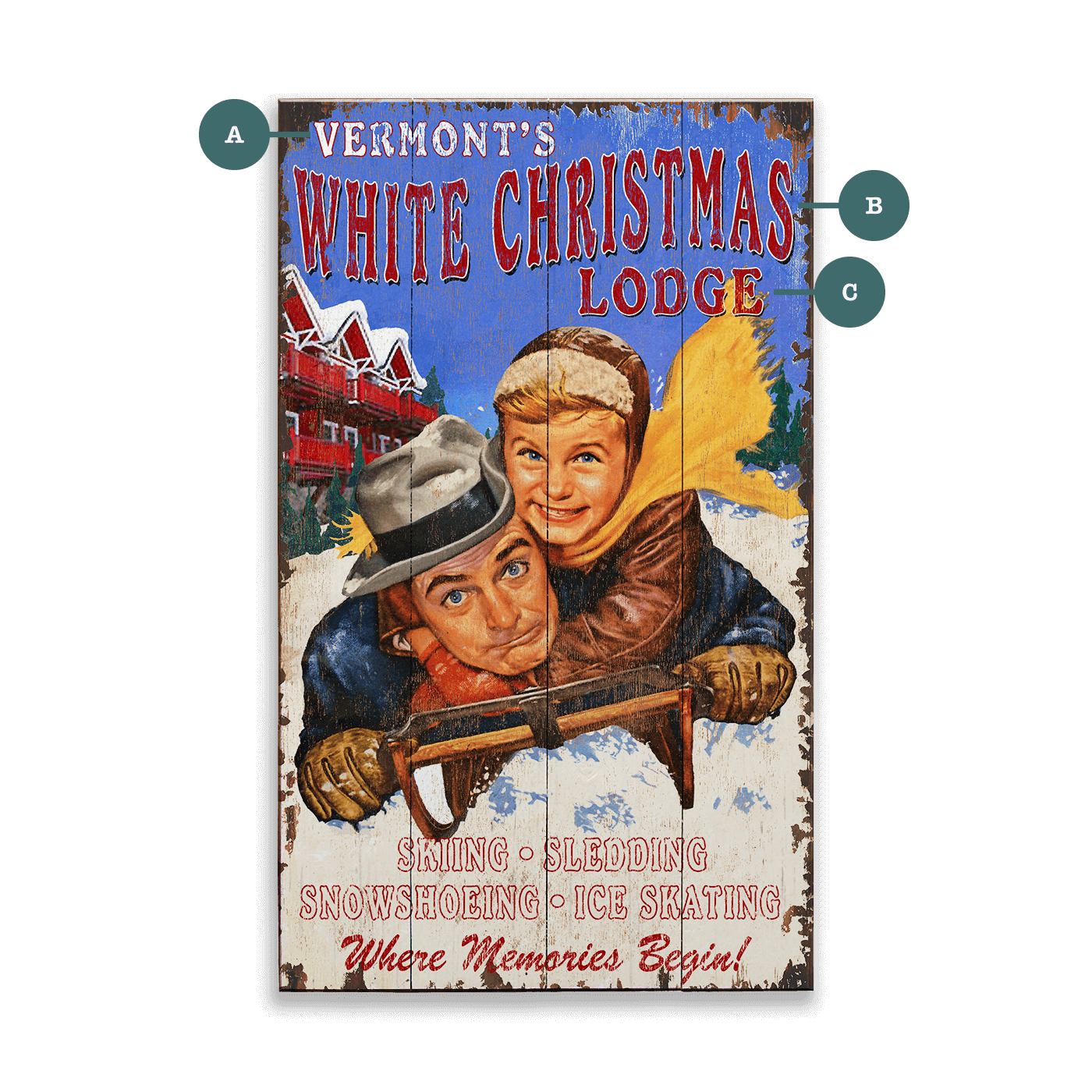 White Christmas Lodge - Wood & Metal Wall Art